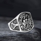 Vintage Crown Cross Stainless Steel Masonic Ring