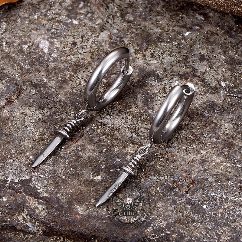 Vintage Dagger Design Stainless Steel Earrings