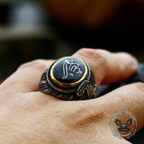 Vintage Epoxy Embossed Stainless Steel Ring