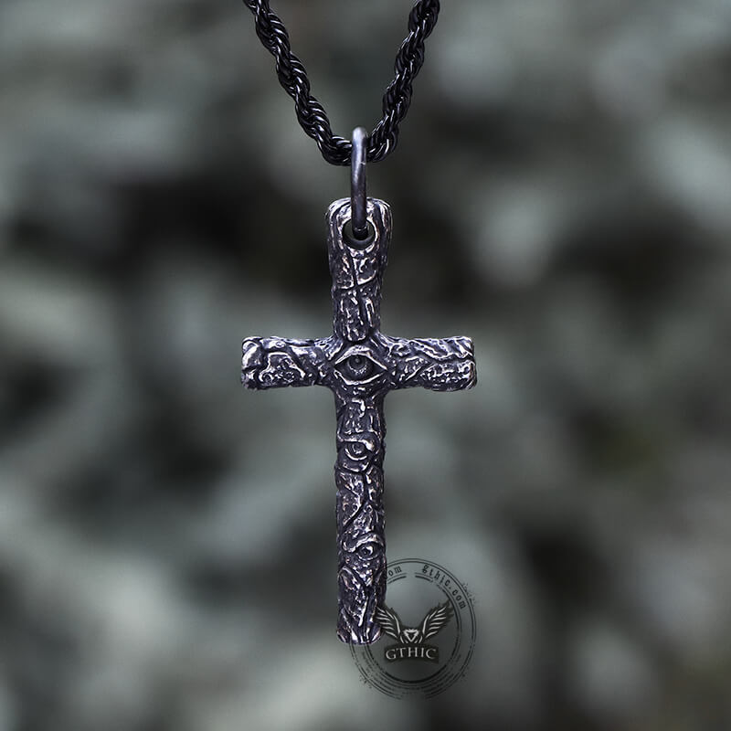 Vintage Evil Eye Cross Stainless Steel Pendant