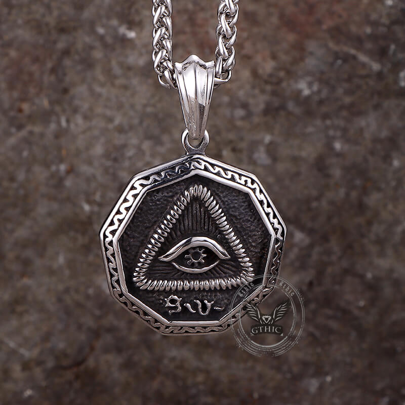 Vintage Eye of Providence Stainless Steel Pendant