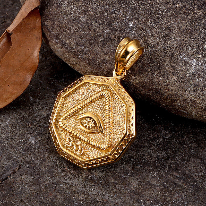 Vintage Eye of Providence Stainless Steel Pendant