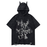 Vintage Flame Butterfly Letter Print Hoodie