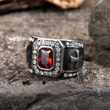 Vintage Gemstone Cross Stainless Steel Ring