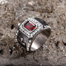 Vintage Gemstone Cross Stainless Steel Ring