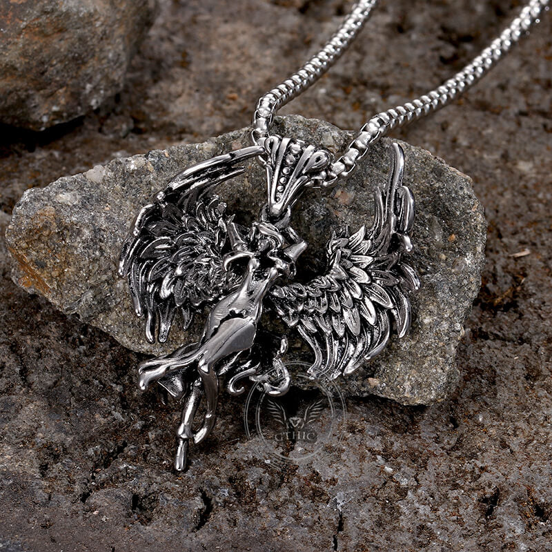 Vintage Guardian Angel Wings Stainless Steel Pendant