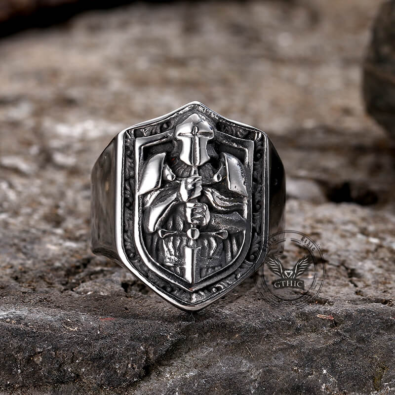Vintage Knights Templar Crusade Stainless Steel Ring