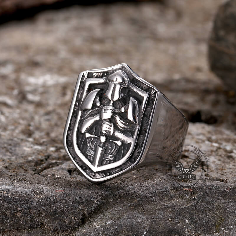 Vintage Knights Templar Crusade Stainless Steel Ring