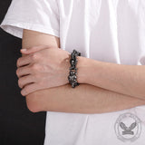 Vintage Leopard Head Stainless Steel Skull Bracelet