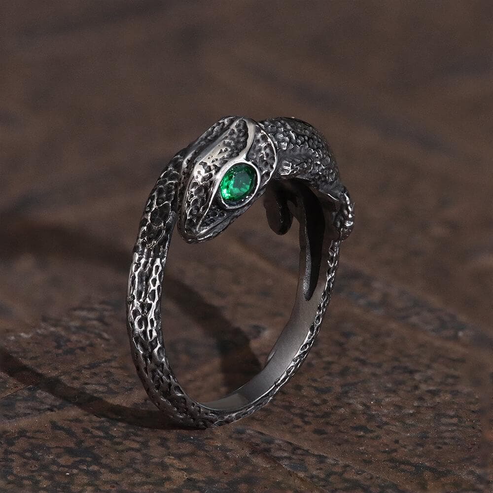 Vintage Lizard Stainless Steel Open Ring