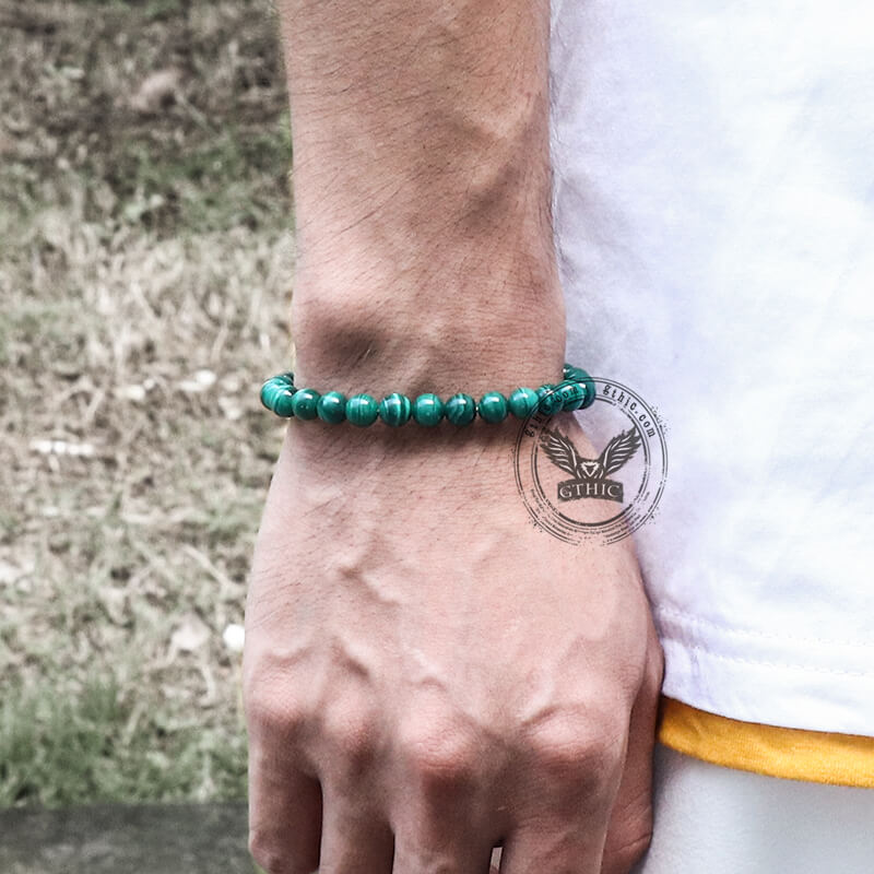 Vintage Malachite Beads Adjustable Bracelet