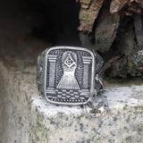 Vintage Masonic Stainless Steel Men's Ring