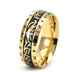 Vintage Nordic Runes Stainless Steel Viking Ring