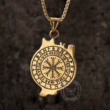 Vintage Nordic Viking Wolf Head Stainless Steel Pendant Necklace