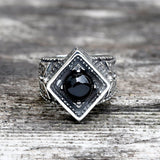 Vintage Onyx Stainless Steel Ring