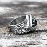 Vintage Onyx Stainless Steel Ring