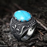 Vintage Pattern Turquoise Tiger-Eye Stainless Steel Ring