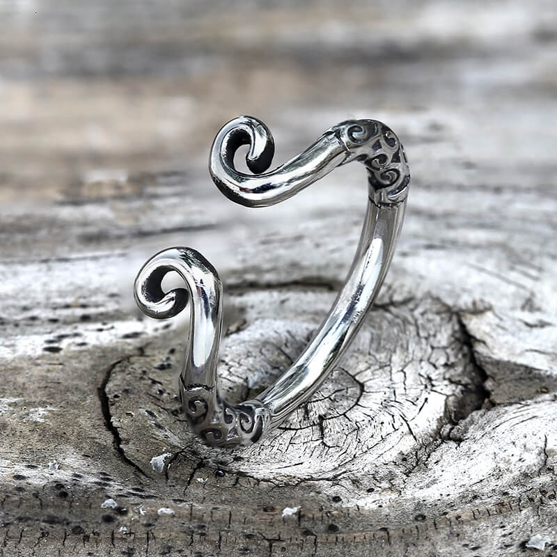 Vintage Pattern Wukong Tightening Curse Stainless Steel Open Ring
