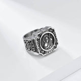 Vintage Portrait Cross Stainless Steel Ring