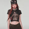 Vintage Princess Cat Print Crop Top