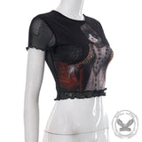 Vintage Princess Cat Print Crop Top