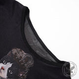 Vintage Princess Cat Print Crop Top