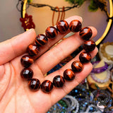 Vintage Red Tiger Eye Gemstone Bead Bracelet