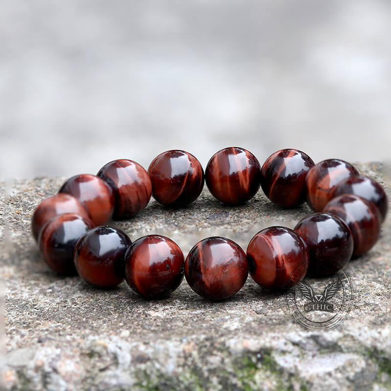 Vintage Red Tiger Eye Gemstone Bead Bracelet