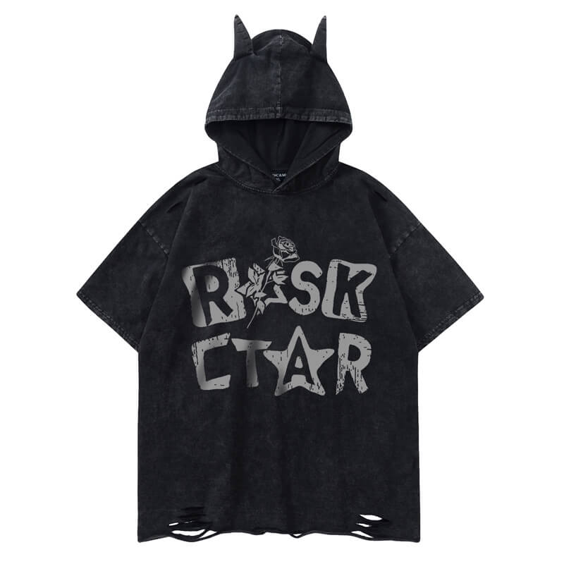Vintage Rose Letter Print Hoodie
