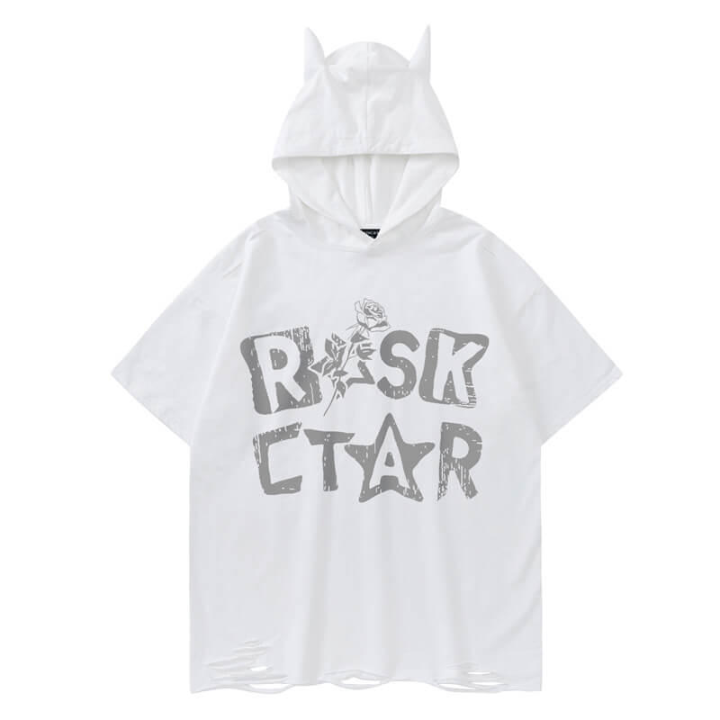 Vintage Rose Letter Print Hoodie