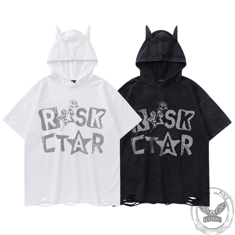 Vintage Rose Letter Print Hoodie