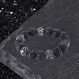 Vintage Six-character Stainless Steel Buddha Bead Bracelet