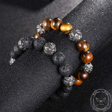 Vintage Six-character Stainless Steel Buddha Bead Bracelet