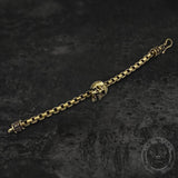 Vintage Skull Brass Box Chain Bracelet