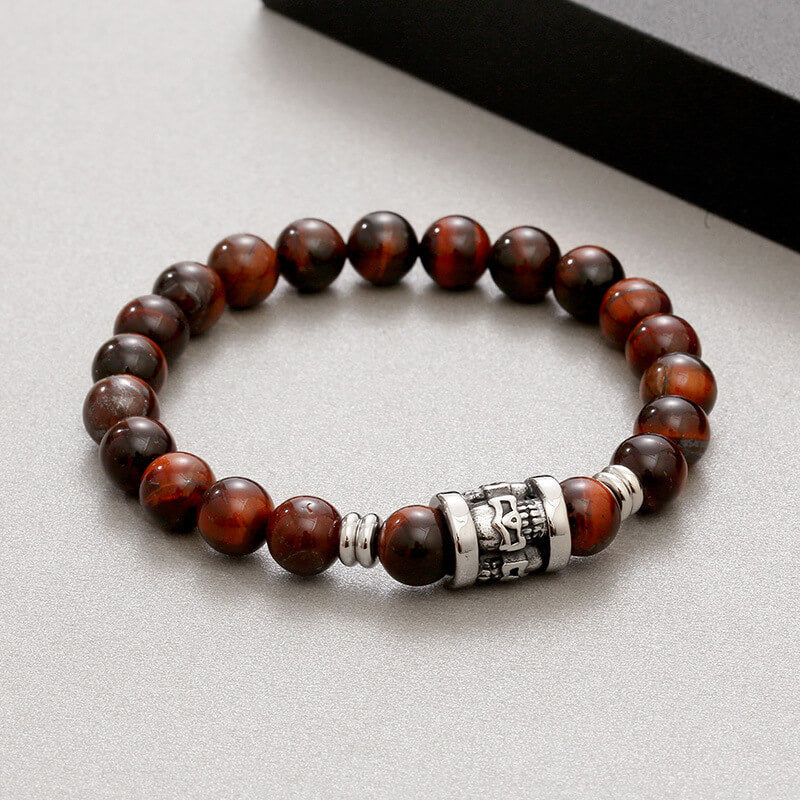 Vintage Skull Pattern Natural Stone Bracelet