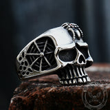 Vintage Spider Web Stainless Steel Skull Ring