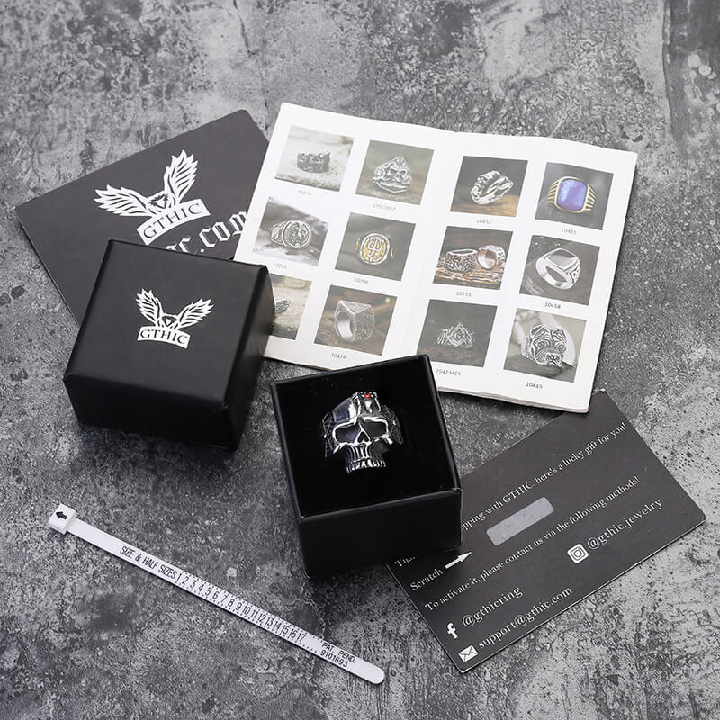 Vintage Spider Web Stainless Steel Skull Ring