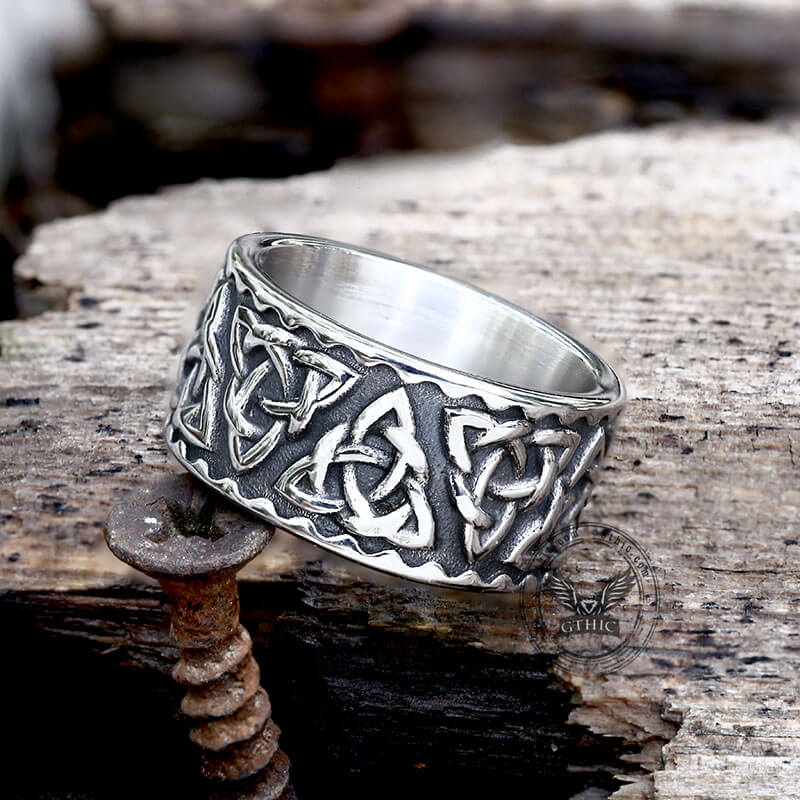 Vintage Surrounded Celtic Knot Stainless Steel Viking Ring