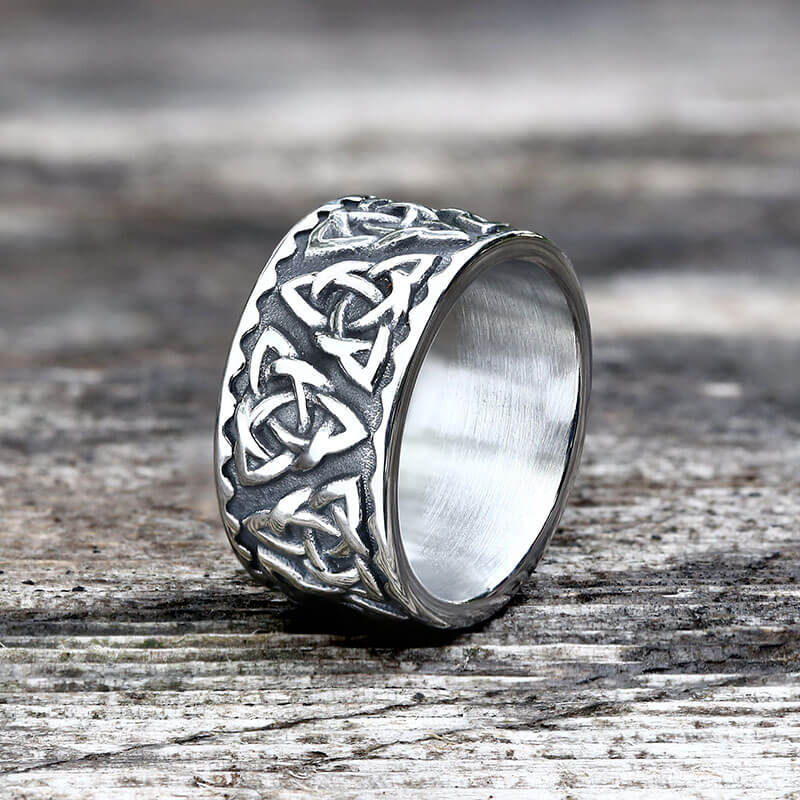 Vintage Surrounded Celtic Knot Stainless Steel Viking Ring