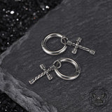Vintage Threaded Cross Stainless Steel Stud Earrings