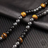 Vintage Tiger Eye Stone Men’s Bead Necklace