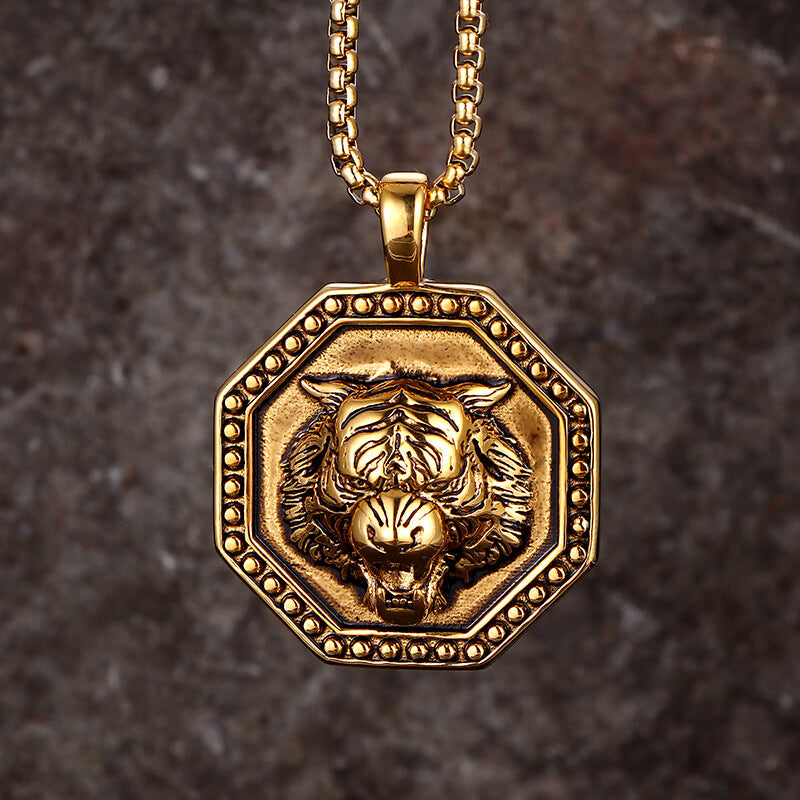 Vintage Tiger Head Stainless Steel Pendant