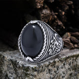 Vintage Turquoise Eagle Pattern Stainless Steel Ring