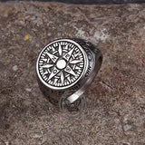 Vintage Viking Nordic Compass Stainless Steel Marine Ring