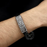Vintage Viking Rune Stainless Steel Leather Bracelet