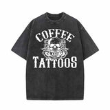 Vintage Washed Coffee And Tattoos Short Sleeve T-shirt