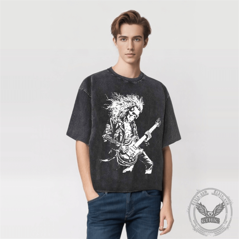Vintage Washed Crazy Rock Guitar T-shirt