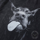 Vintage Washed Doberman Print Short-sleeved T-shirt