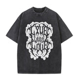 Vintage Washed Live Laugh Love Print T-shirt