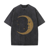 Vintage Washed Moon Print T-shirt